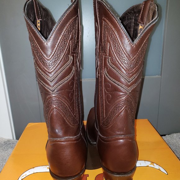 SOTO Men's Square Toe Brown Leather Boots - Picture 3 of 6